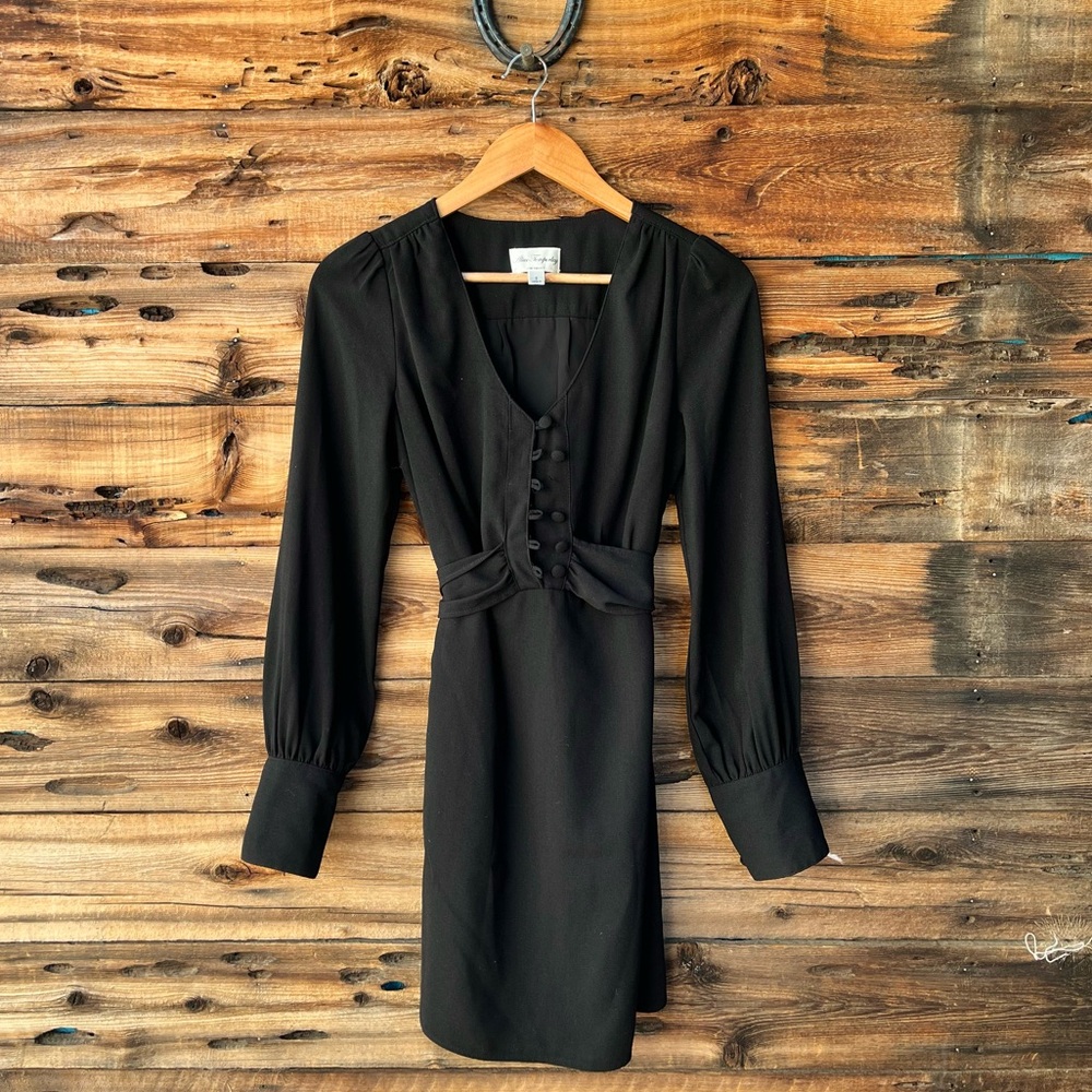 ALICE TEMPERLEY | Black Long-Sleeve Button-Front Dress S